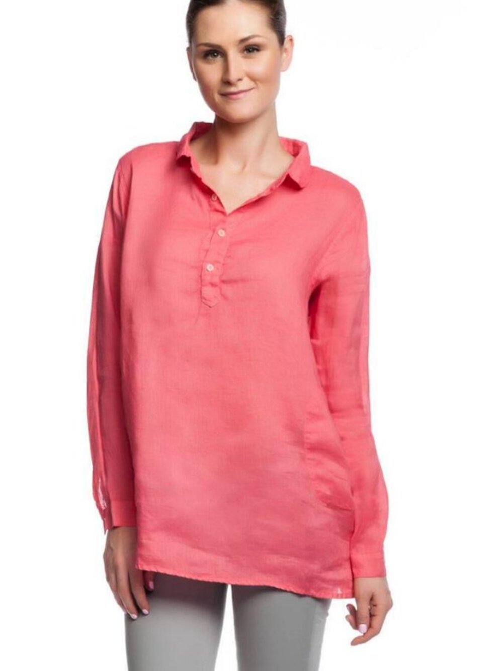 CP Shades Sako Pullover Cerise Pink Rayon Long Sleeve Oversized Top